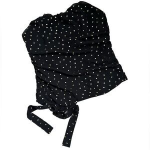 Black and Gold strapless top size 8 Corset tied Christmas blouse